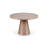 KHG Esstisch Rund 110 cm Durchmesser, Cashmere mit Glasplatte, Platz für 5 Personen, bis 100 kg belastbar - Minimalistisches Design, konisches Tischgestell, modern & pflegeleicht