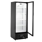 GastroHero Getränkekühlschrank Eco 278 für die Gastronomie, 4 verstellbare Einlegeböden, 278 Liter Kühlraumvolumen, Kühlschrank mit Glastür, Abschließbar, Innenbeleuchtung, Gastronomiebedarf, Schwarz