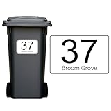 4 Stück Personalisierte Mülltonnen Aufkleber, Aufkleber mit Nummerierung für Mülltonnen, mülltonnenaufkleber mit Türnummer und Straßenname,Drei Größen: 100 x 150 mm/148 x 210 mm/180 x 270 mm