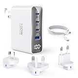100W USB C Ladegerät Travel Adapter, 4-Port Reiseladegerät Faltbarer Steckerkonverter mit UK/EU/AU Steckern, Schnellladung für MacBook Pro/Air, für Samsung Galaxy S25/S24, iPhone 16/15, Weiß