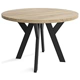 SeproMeble Runder Esszimmertisch LOFT O, Tisch Durchmesser: 90 cm, Wohnzimmertisch Farbe: Sonoma, mit Holzbeinen in Farbe Schwarz
