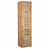 VBChome Hochschrank Badezimmer 40 cm 2 Türen Eiche Wotan – Hängeschrank mit Soft-Close-System und Glasregalen