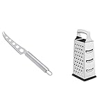 AmazonCommercial Mehrzweck-Käsemesser, aus Edelstahl & Robuste Edelstahl-Käsereibe, Vierkantreibe mit rutschfestem Boden, 22,9 cm