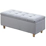 Große Ottoman-Bank mit gepolstertem Sitz, vielseitiger Fußhocker und Schuhtruhe für Schlafzimmer, Wohnzimmer, Eingangsbereich, stilvolle Fußstützen-Lösung 90 x 40 x 40 cm