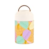 Amooorous Cartoon Cute Ice Cream Stainless Steel Vacuum Insulated food jar with folding spoon with spoon for women overnight oat