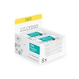 LILLYDOO Feuchttücher Gesicht & Hände 160 Stück (8 x 20), 100% plastikfrei