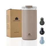 Groenenberg Thermobecher 350 oder 470ml | Kaffeebecher to go 100% Auslaufsicher | Hält mind. 4 h heiß | Coffee to go Becher aus recyceltem Edelstahl (Earth, 473 ml)