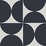 Fiula Selbstklebede Tapete Geometrische Mustertapete 44x300CM Klebefolie Möbel Dunkelblau und Grau Möbelfolie Halbrund Wasserdicht Vintage Wallpaper Wohnzimmer Schlafzimmer