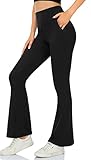 ACTINPUT Yogahose Damen Schlaghose Blickdicht Flared Leggings mit Taschen Bootleg Sporthose Bootcut Jogginghose Fitnesshose Jazzpants（Schwarz，XL）