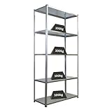 PROREGAL Schraubregal Haldor mit Metallböden HxBxT 180x90x40cm 5 Ebenen Fachlast 100 kg Verzinkt, Stahl, Metallregal, Küchenregal, Kellerregal, Garagenregal, Lagerregal