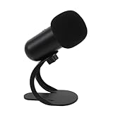 KONTONTY USB Karaoke Mikrofon Kabelgebunden mit Ständer Kondensatormikrofon für Streaming Podcast und Gaming Tischmikrofon mit Geräuschunterdrückung und Lautstärkeregelung Schwarz