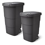 R.G. Gartenabfallbehälter Universaltonne Gartentonne Mülltonne Müllbehälter Mülleimer Abfalltonne Anthrazit mit Deckel (110L)