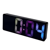 HOOTNEE Digitaler Wecker Für Schlafzimmer Funkuhr Mit Großem LED Display Deckenprojektion Mehrere Weckzeiten Snooze Funktion Und Einstellbarer Helligkeit Ideal Für Nachttisch Und