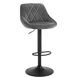 WOLTU 1er Barhocker Barstuhl, Gute gepolsterte Sitzfläche aus Samt, Höhenverstellbar, 360° Drehbar, Farbwahl, in Dunkelgrau