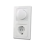 ChiliTec Dimmer mit Schuko-Steckdose Unterputz DELPHI 230V~ Unterputz Set Steckdose mit Drehdimmer Weiß