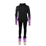 LIUHUO Eiskunstlauf-Trainingshose, Jacken, Mädchen, Fleece, glänzende Farben, Diamanten, bequem, warm, Violett, 6-8 Jahre