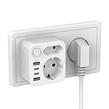 ZENIJUST Mehrfachsteckdose mit 4 USB Netzteil,Mehrfachstecker für USB Steckdose,2 USB C Adapter und Doppelstecker Für Steckdose, Steckdosenadapter