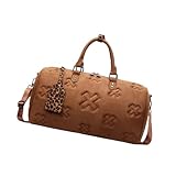 Turnbeutel mit großem Fassungsvermögen, einfache Schultertasche, Fitness, PU-Leder, Crossbody, Übernachtung, Wochenender, Fitness, Fitnessstudio für Erwachsene, braun, Mass Beauty