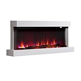 BALDERIA Elektrokamin Achilles L | Elektrischer Wandkamin mit 3D-Flammeneffekt | Heizung 1500W, LED-Beleuchtung, WiFi, App-Steuerung, Knister-Sound, Fernbedienung, Timer & Thermostat | Schwarz
