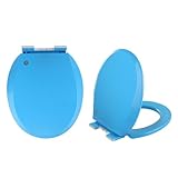 Brigtviee Toilettendeckel O-Form,WC Sitz mit Absenkautomatik,Oval Klobrille abnehmbar,Farbiger Toilettensitz,Klodeckel Quick-Release-Funktion Leichte Reinigung,410 * 360mm,Blau