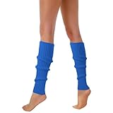 Generisch 80er- 90er-Jahre-Beinwärmer für Frauen, neonfarbene gerippte Beinsocken, stilvolle Accessoires, Bunte Fluoreszierende gestrickte Sockenärmel Wolle (Blue, One Size)