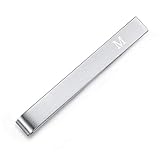 HONEY BEAR 5.4cm Herren Briefe Initialen Krawattennadel Krawattenklammer für Normale Krawatte Edelstahl Tie Clip，Gebürstetes Silber (M)