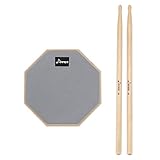 Donner Practice Pad Drum Übungspad 8 Zoll/20.32cm mit Drumsticks, Grau