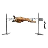 Spanferkelgrill mit Motor | Höhenverstellbar | Elektrisch | Edelstahl Grillspieß Set für Lagerfeuer, Camping und Garten | Rotisserie