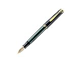 Pelikan Füllhalter Souverän 600, Schwarz-Grün, Feder M (mittel), hochwertiger Kolbenfüller im Geschenk-Etui, 980029