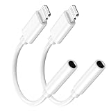 Apple MFi-zertifiziert: Apple Lightning auf 3,5-mm-Kopfhöreranschluss-Adapter für iPhone 14 Pro Max, 2 Stück, iPhone 3,5 mm Kopfhörer, AUX-Audio-Konverter, Dongle-Adapter für iPhone 14, 13, 12, 11 Pro