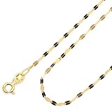 Amberta 9K Goldkette Damen Echtgold | Goldene Halskette Damen Spiegelkette Gedrehte Popcorn Kette 40/45/50 cm: Spiegel Halskette 50 cm