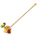 Bino world of toys Schiebelaufrad Dinosaurier Holzspielzeug Schiebe-Laufrad im Dino-Design Spielzeug für Kinder ab 2 Jahre (bewegender Dinosaurier, besonders robust, Maße: 7 x 7 x 55 cm), Bunt