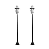 Outsunny Solar Gartenlaterne 2er Set, Wetterfeste Wegleuchte 129 cm hoch, mit LED, 6 Std. Beleuchtung, IP44, Solarlampe für Außen, Schwarz