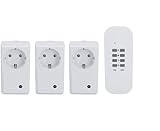 Unitec 48110 Funkfernschalterset mit Selbstlernfunktion, Funksteckdosen Set, 3Steckdosen+1Fernbedienung,weiß