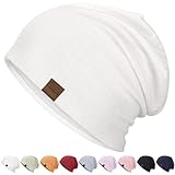 HAMUNI Slouchy Beanie Hip-Hop Weiche Leichte Laufende Beanie Mütze Atmungsaktivität Erwachsene Zwerg Hüte Chemo Cap Schädel Cap für Herren Damen (Weiß)