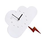 GRIRIW 1 Stück Wanduhr Kinderzimmer Wolke Form Uhr Für Schlafzimmer (weiß)