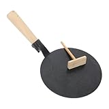 Veemoon Pfannkuchenpfanne Flach 13cm mit Holzgriff Antihaft Bratpfanne aus Eisen für Pfannkuchen Crêpes und Tortillas Multifunktionale Küchenpfanne für Herd und Gastronomie