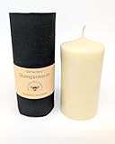 Premium Stumpenkerze 100% Bienenwachs farbig 12cm x 55mm Haushaltskerze Brenndauer 30h (4, Weiß)