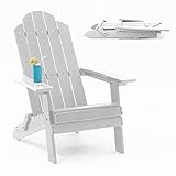 MXIMU Klappbarer Adirondack-Stuhl, wetterbeständig, Kunststoff, Feuerstelle, Stühle für den Außenbereich, Sitzgelegenheiten, Weiß