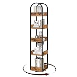 MAHANCRIS 5-stöckiges drehbares Bücherregal mit Kantenschutz, Eckregal, Ausstellungsständer, freistehendes Aufbewahrungsregal, für Wohnzimmer, Arbeitszimmer, Homeoffice, Vintagebraun ABKHR3501