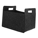 STOBAZA Faltbarer Filzkorb mit Griffen Vielseitige Aufbewahrungsbox für Bücher Kleidung Schreibtisch Organizer Geschenkbox in Dunkelgrau
