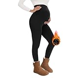 QGGQDD Thermo Umstandsleggings Damen High Waist Schwangerschaftsleggings Warme Leggings Schwangerschaft Winter für Zuhause Sport（Schwarz,M）