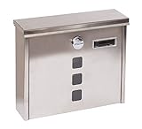 ARREGUI Chance E7107 Briefkasten aus Edelstahl, Größe M (DIN A4), Wandbriefkasten mit Schutzklappen für Einwurf und Schloss, Postkasten mit Sichtfenstern und Namensschild, Einfache Montage, Edelstahl