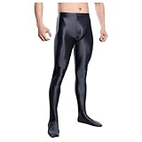 Mymyguoe Glänzend Skinny Leggings Herren Sexy Strumpfhosen Elastisch Tights Pantyhose Tanzstrumpfhose Shiny Unterwäsche Sexy Tights Laufhose Ölig Glanz Sporthose Hohe Taille