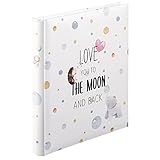 Hama Babyalbum 'To The Moon' (Baby-Fotoalbum mit 60 Seiten für Mädchen und Jungen, Kinder-Fotobuch für ca. 300 Fotos, Photoalbum zum Selbstgestalten und Einkleben mit Motiv, Album-Format 29x32cm) weiß
