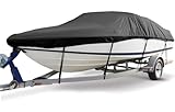 BaCover wasserdichte Bootabdeckung, 210D Oxford-Gewebe, transportierbare Planenabdeckungen mit Aufbewahrungstasche, passend für V-Hull, TRI-Hull, Runabout,Schwarz,20~22FT: 700x320cm