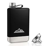 KWANITHINK Flachmann Edelstahl, 8oz/227ml Hip Flask Mit Trichter, Vatertagsgeschenk, Geschenk Für Männer, Outdoor Für Wandern Hochzeit Camping Klettern Picknick