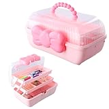 Dewocke 3-Regal Mehrzweck-Aufbewahrungsbox, mit Fächern, Bastelkoffer Kinder, Bastelkoffer Aufbewahrung, Nähkasten Kunststoff, Medizinkoffer, für Medikamente, Werkzeuge, Haarschmuck und Kosmetik,Stift