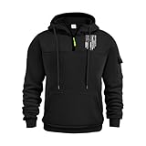 Generisch Kapuzenpullover Herren Langarm Hoodie Classic Warm Pullover mit Kapuze Casual Kapuzenjacke Hoodie Baumwolle Sweatshirt Kordelzug Hoody mit Tasche Frühling Herbst Sportshirt (AC-Black, M)