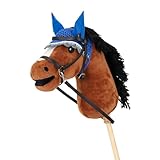 ARBO-INOX Hobby Horse Steckenpferd braun oder grau Spielpferd Hobbyhorsezubehör auswählbar (Kobaltblau, OHRHAUBE)